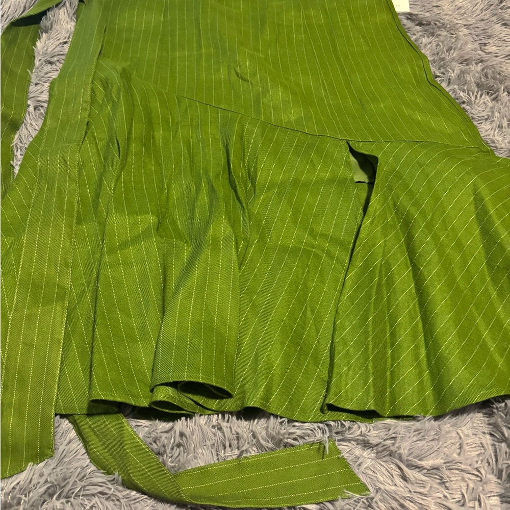 Green Pinstripe Skirt with solution the front